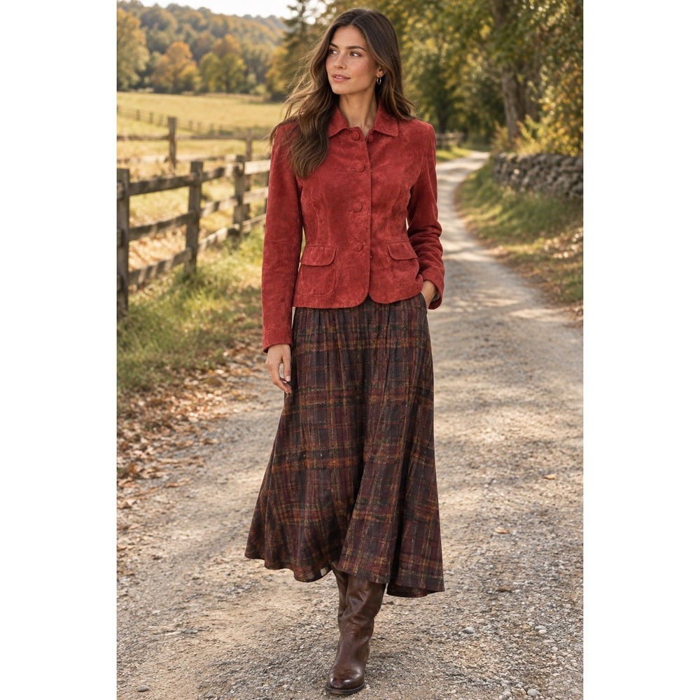 VTG Parisian Country Suede Pumpkin Jacket M Petite  Small Retro Anne Taylor Rust